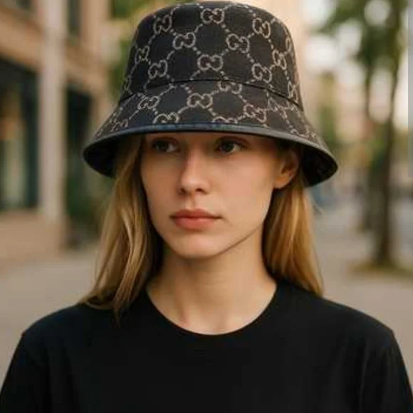 GUCCI Jacquard Denim GG Monogram Oscar Bucket Hat Black Ivory Large 59cm Gucci Jacquard Denim GG Monogram Oscar Bucket Hat L Black  main image 2